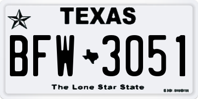 TX license plate BFW3051