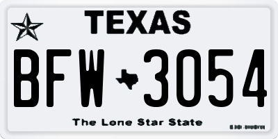 TX license plate BFW3054