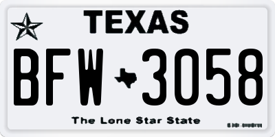 TX license plate BFW3058