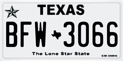 TX license plate BFW3066