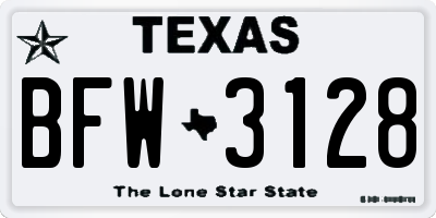 TX license plate BFW3128