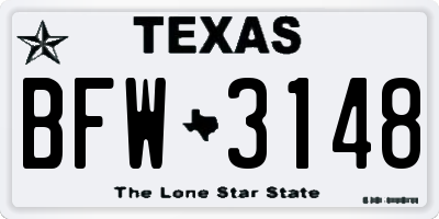 TX license plate BFW3148
