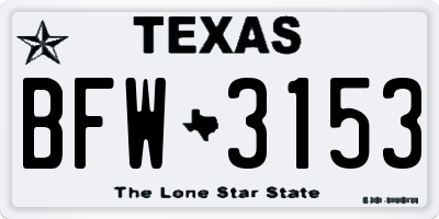 TX license plate BFW3153