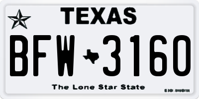 TX license plate BFW3160