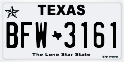 TX license plate BFW3161