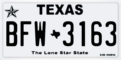 TX license plate BFW3163