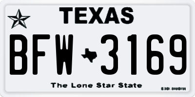 TX license plate BFW3169