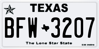 TX license plate BFW3207