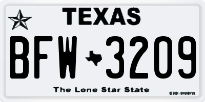TX license plate BFW3209