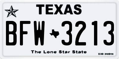 TX license plate BFW3213