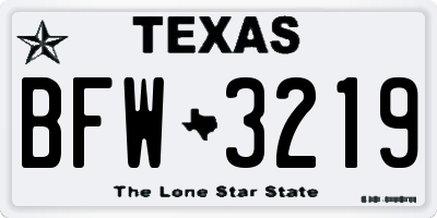 TX license plate BFW3219