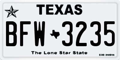 TX license plate BFW3235