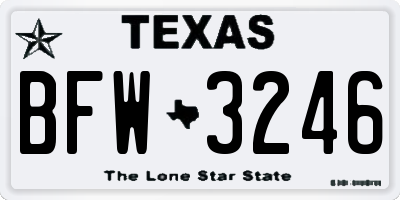 TX license plate BFW3246