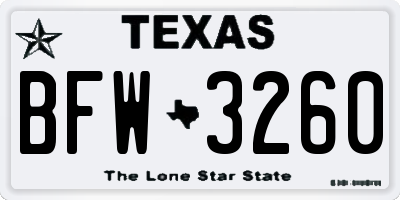 TX license plate BFW3260