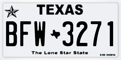 TX license plate BFW3271
