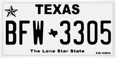 TX license plate BFW3305