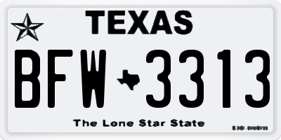 TX license plate BFW3313