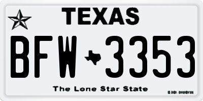 TX license plate BFW3353
