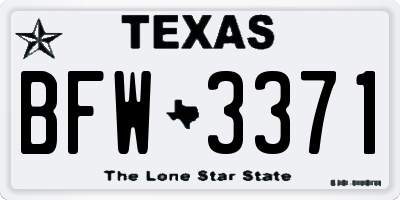 TX license plate BFW3371