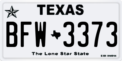 TX license plate BFW3373