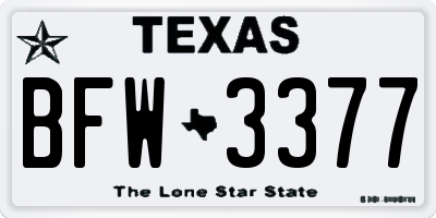 TX license plate BFW3377