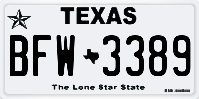 TX license plate BFW3389