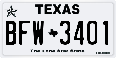 TX license plate BFW3401