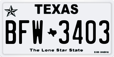 TX license plate BFW3403