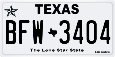 TX license plate BFW3404