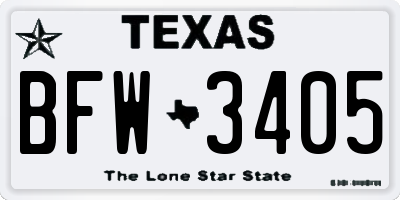 TX license plate BFW3405