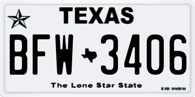 TX license plate BFW3406
