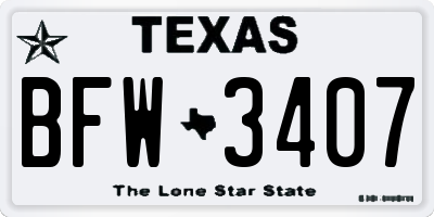 TX license plate BFW3407