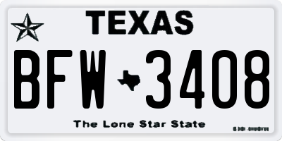 TX license plate BFW3408