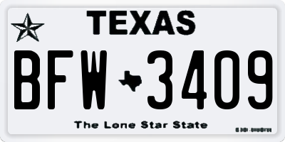 TX license plate BFW3409