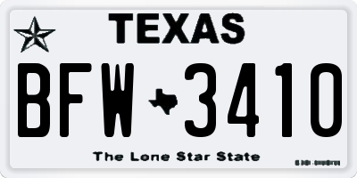 TX license plate BFW3410