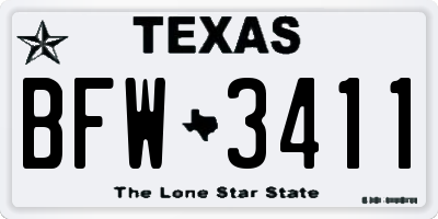 TX license plate BFW3411