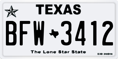 TX license plate BFW3412