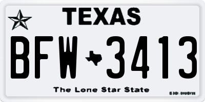 TX license plate BFW3413