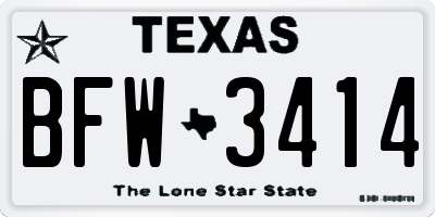 TX license plate BFW3414