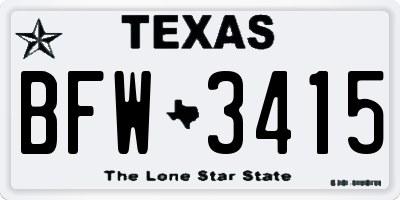 TX license plate BFW3415