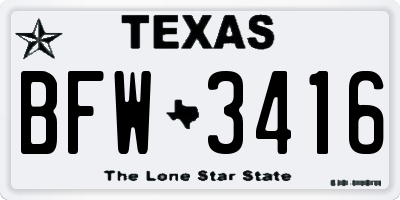 TX license plate BFW3416