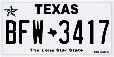 TX license plate BFW3417