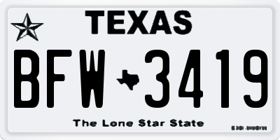 TX license plate BFW3419