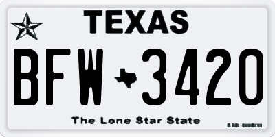 TX license plate BFW3420