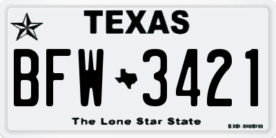 TX license plate BFW3421