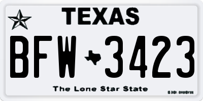 TX license plate BFW3423