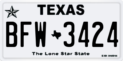 TX license plate BFW3424