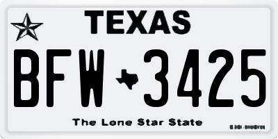TX license plate BFW3425