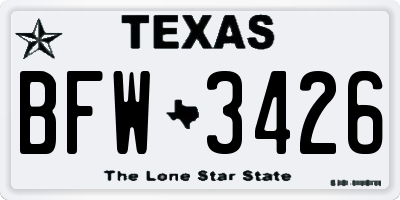 TX license plate BFW3426