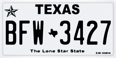 TX license plate BFW3427
